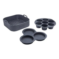 Gourmia Reusable 3pc Silicone Air Fryer Accessory Set with Basket Liner, Egg Bites Mold & Muffin Pan: Dishwasher-Safe, Hand Wash, Black, 1.49 lbs gourmia