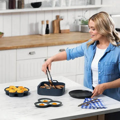 Gourmia Reusable 3pc Silicone Air Fryer Accessory Set with Basket Liner, Egg Bites Mold & Muffin Pan: Dishwasher-Safe, Hand Wash, Black, 1.49 lbs gourmia