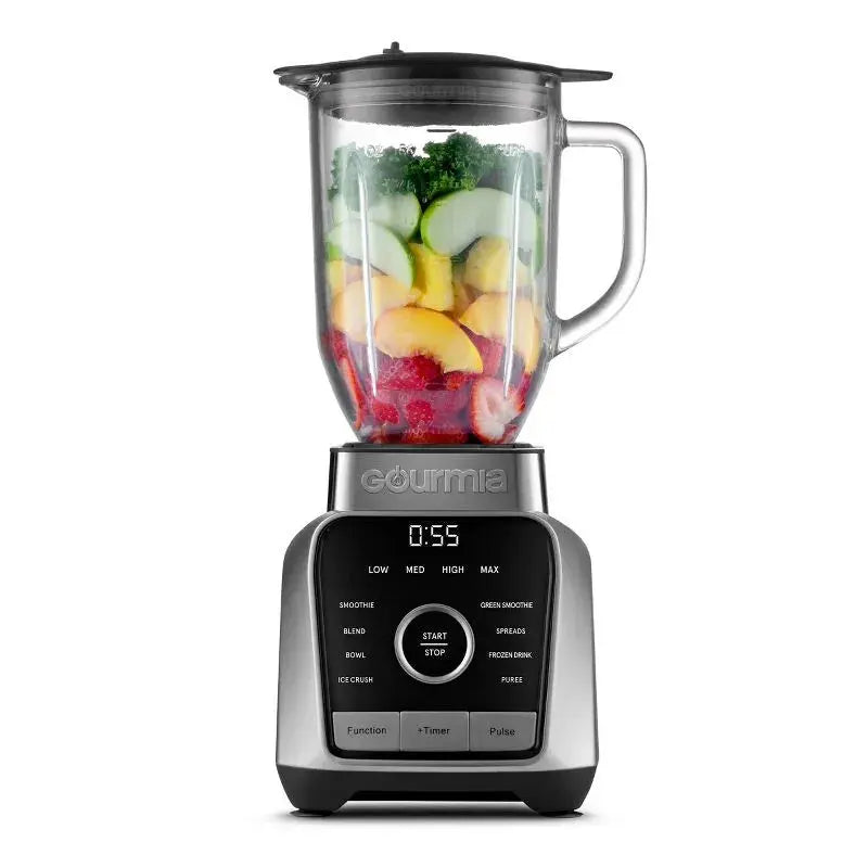 Gourmia Digital Blender with 8 Total Blend Programs, 4 Speeds & Round-Plated Tamper Gray: 1250W, Crushes Ice, Smoothie Maker gourmia