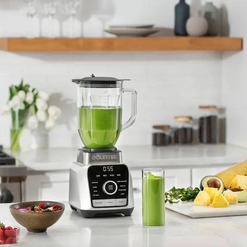 Gourmia Digital Blender with 8 Total Blend Programs, 4 Speeds & Round-Plated Tamper Gray: 1250W, Crushes Ice, Smoothie Maker gourmia