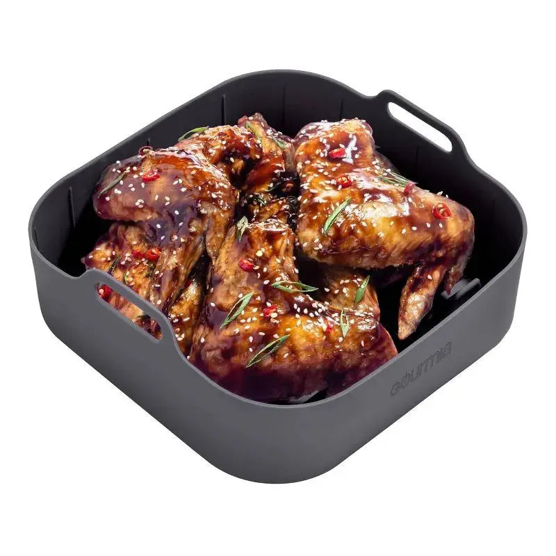 Gourmia Reusable 3pc Silicone Air Fryer Accessory Set with Basket Liner, Egg Bites Mold & Muffin Pan: Dishwasher-Safe, Hand Wash, Black, 1.49 lbs gourmia