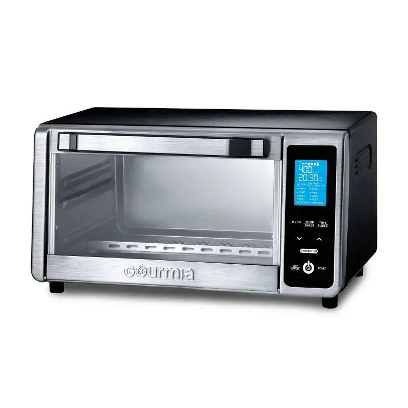 Gourmia Digital 4-Slice Toaster Oven Air Fryer with 11 Cooking Functions Stainless Steel Gray: 1000W, Dishwasher-Safe Parts gourmia
